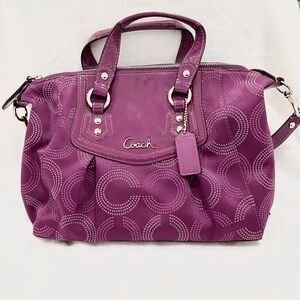 Coach Ashley Dotted Op Art Satchel Convertible Shoulder Bag Berry 20027 EUC